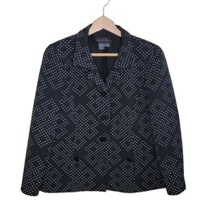 Nina Mclemore | Black & White Geometric Dot Print Blazer Size 4